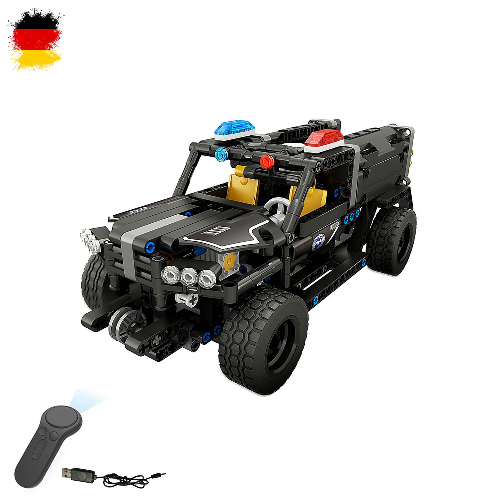 RC ferngesteuertes Polizei-Fahrzeug aus Bausteinen m. Akku,Auto-Modell